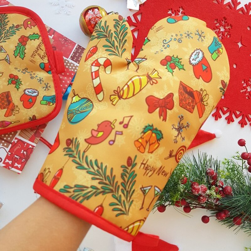 2 шт./компл., рождественские р – обзор и цена Kitchen Baking Gloves